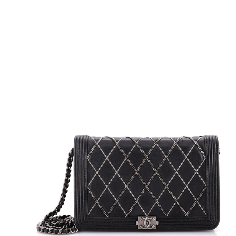 Boy Wallet on Chain Chain Embellished Quilted Lambskin