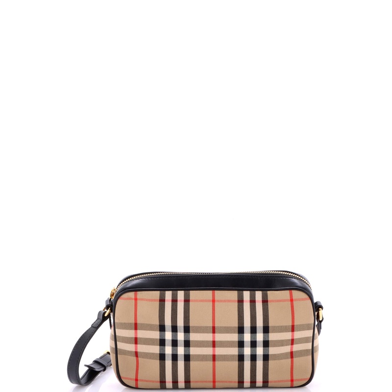 Camera Crossbody Bag Vintage Check Canvas Small