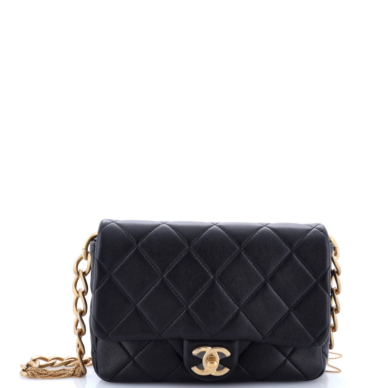 CC Chunky Chain Flap Bag Quilted Lambskin Small