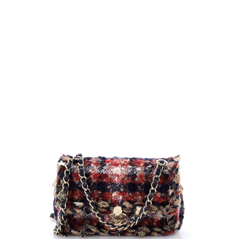 Charms Classic Single Flap Bag Braided Quilted Tweed Mini