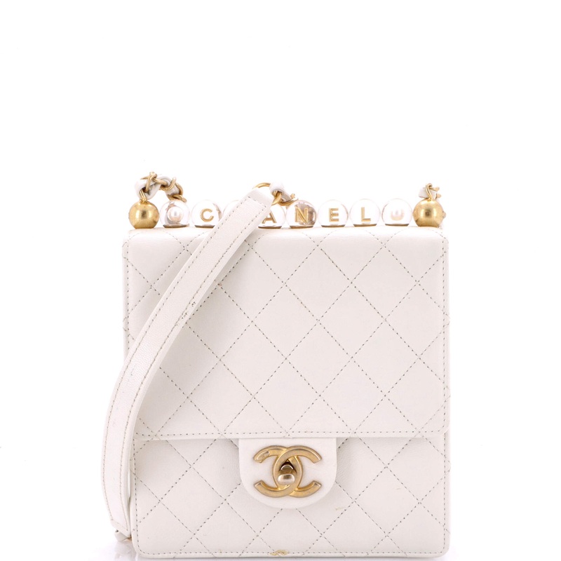Chic Pearls Flap Bag Quilted Goatskin with Acrylic Beads Mini