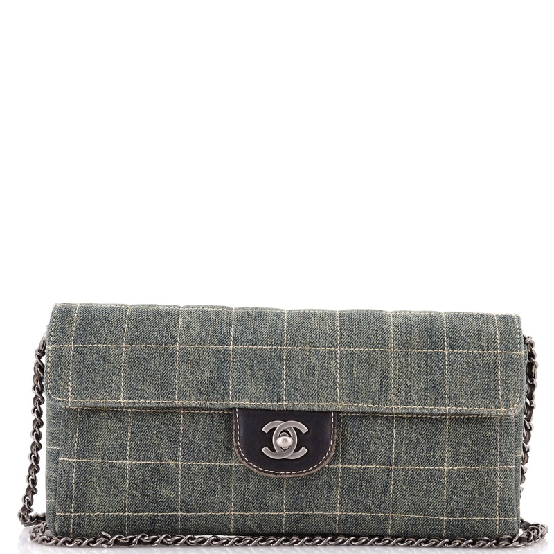 Chocolate Bar Flap Bag Quilted Denim East West