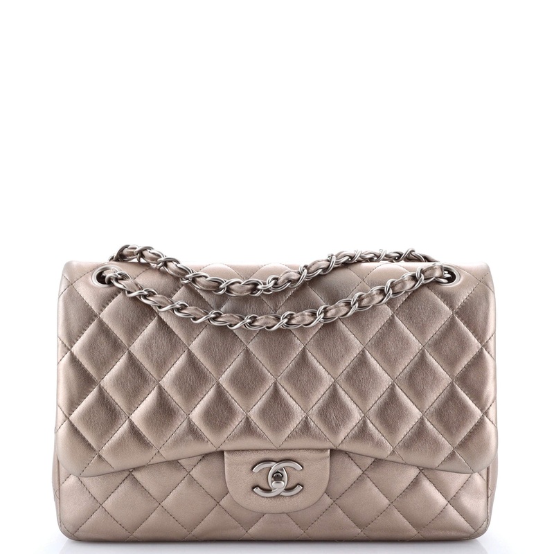 Classic Double Flap Bag Quilted Metallic Lambskin Jumbo