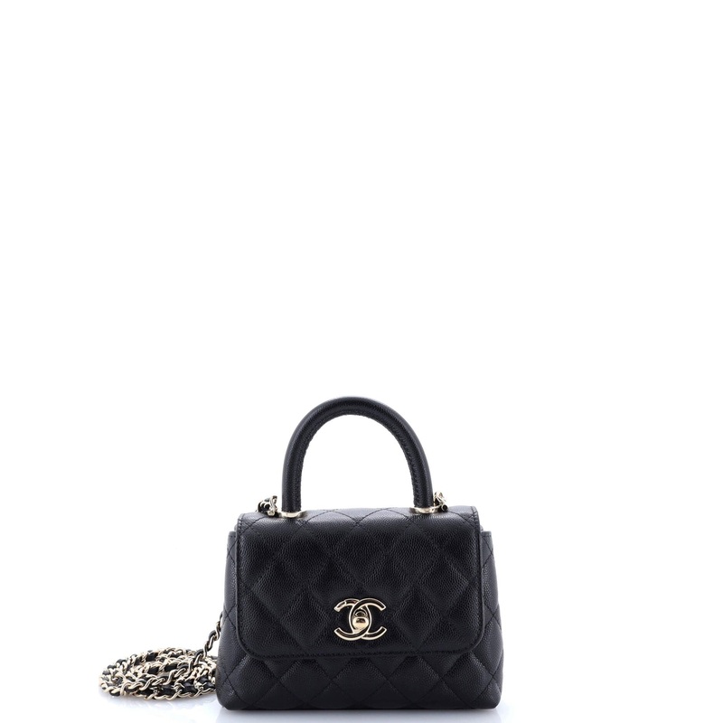 Coco Top Handle Bag Quilted Caviar Extra Mini