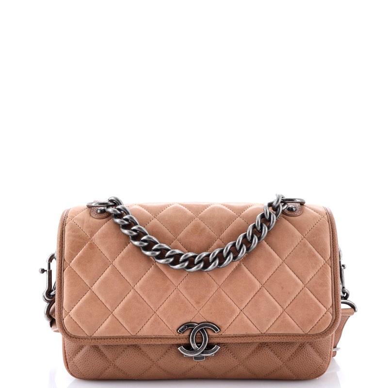 Daily Carry Messenger Bag Quilted Iridescent Calfskin and Caviar Medium