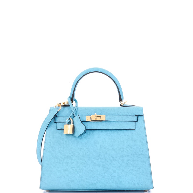 Kelly Handbag Celeste Epsom with Gold Hardware 25