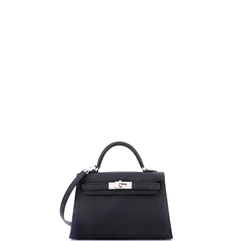 Kelly Mini II Bag Noir Epsom with Palladium Hardware 20