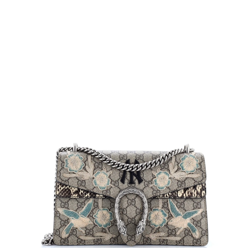 MLB Dionysus Bag Embroidered GG Coated Canvas with Python Small