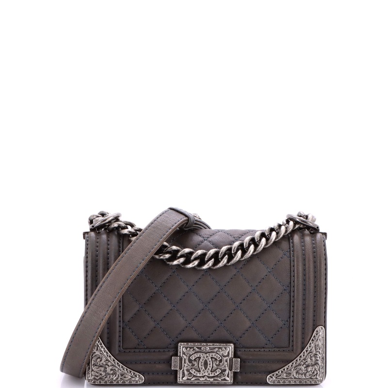 Paris-Dallas Boy Flap Bag Quilted Calfskin with Metal Adornments Small