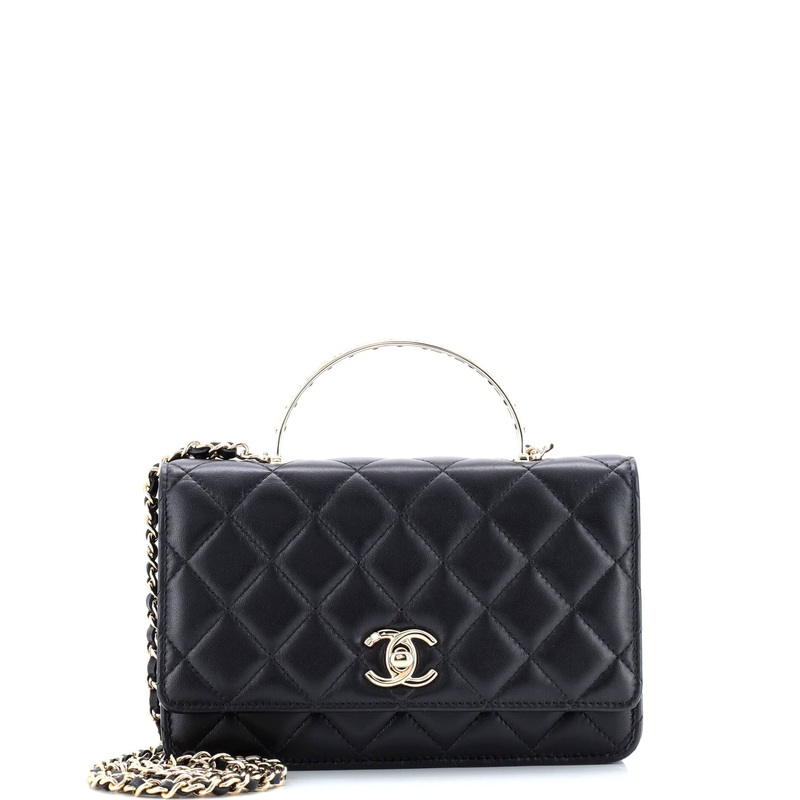 Pearl Top Handle Wallet on Chain Quilted Lambskin