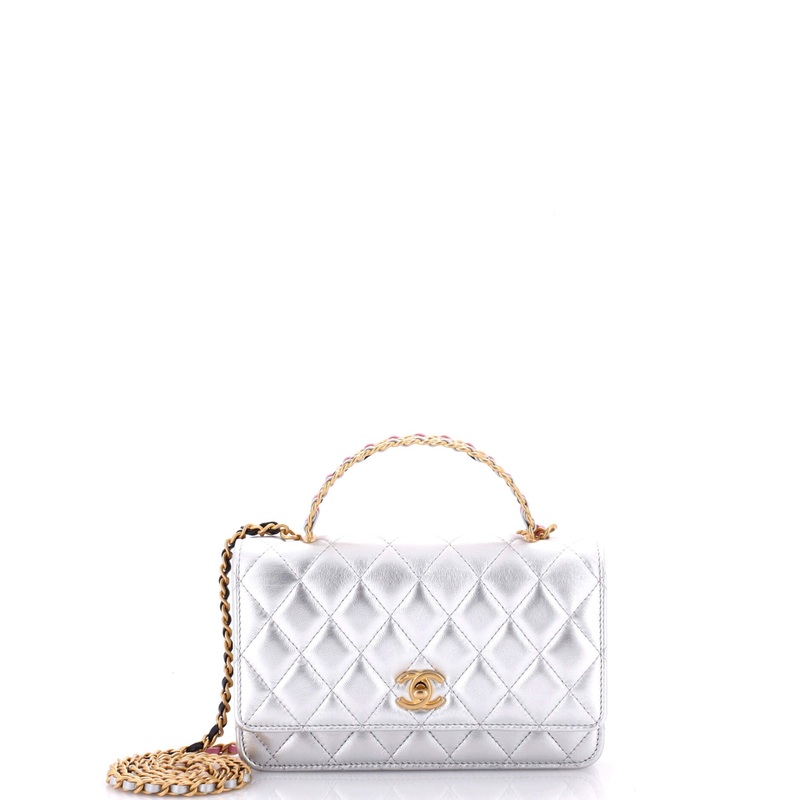 Pick Me Up Logo Handle Wallet on Chain Quilted Lambskin