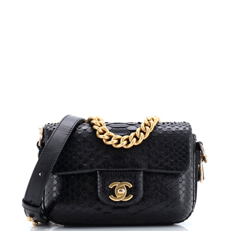 Rock My Shoulder Flap Bag Python Mini