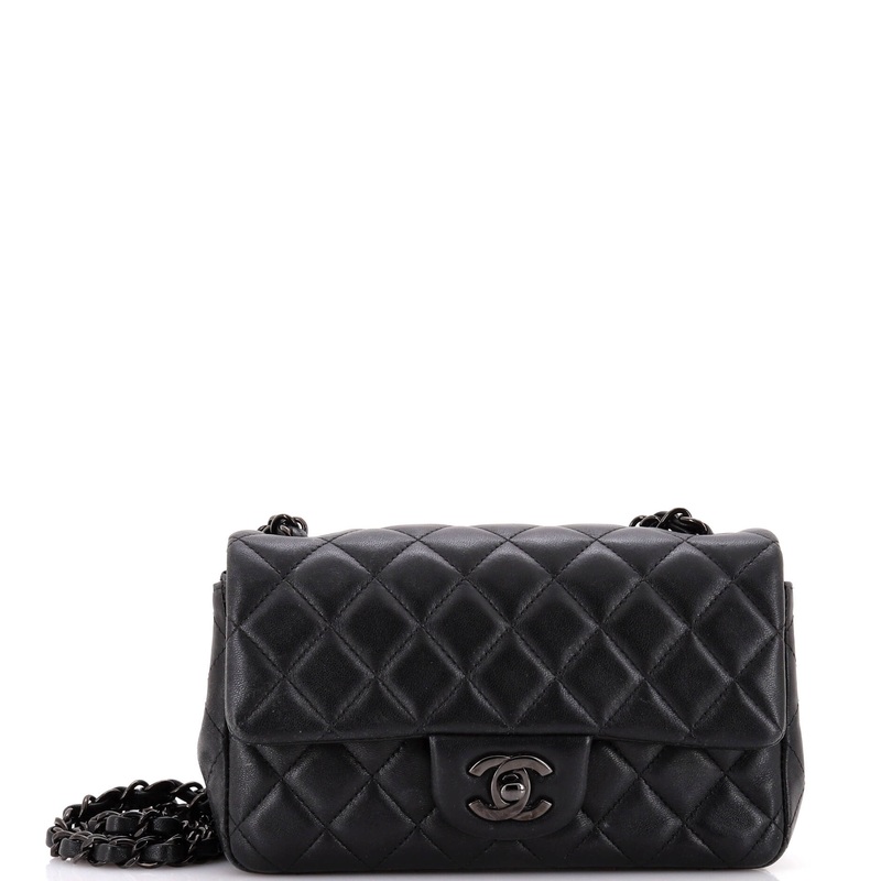 So Black Classic Single Flap Bag Quilted Lambskin Mini