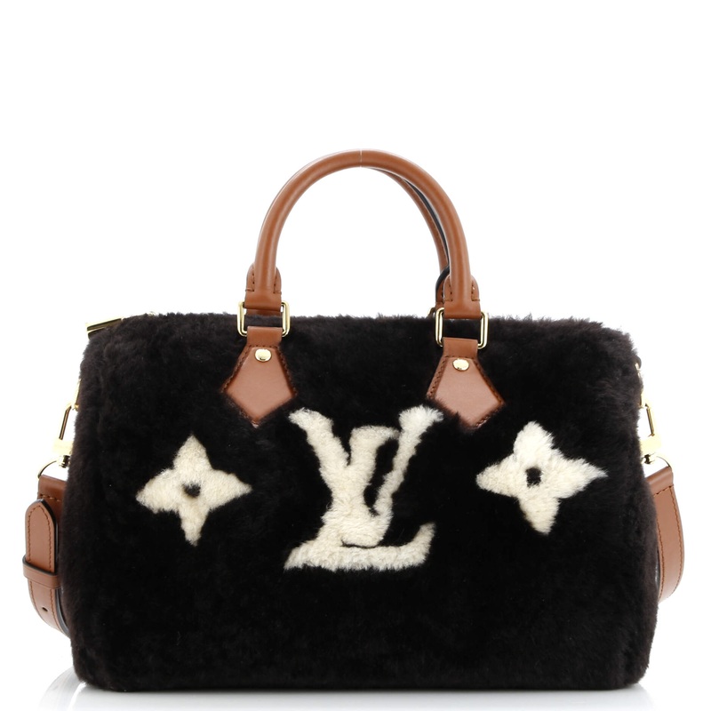 Speedy Bandouliere Bag Monogram Cozygram Shearling 25