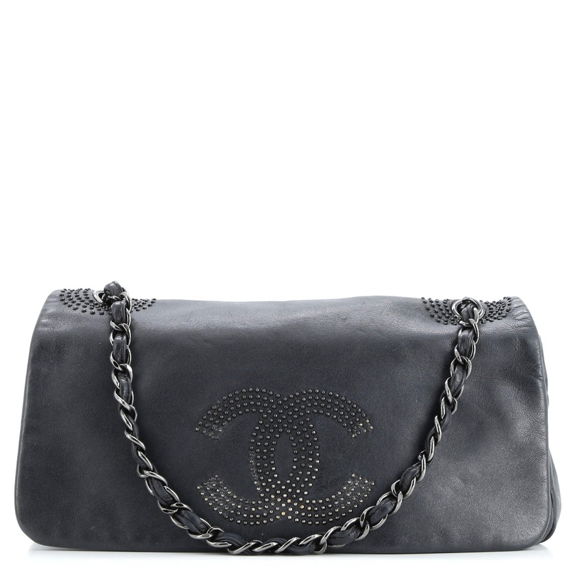 Studded CC Flap Bag Lambskin East West