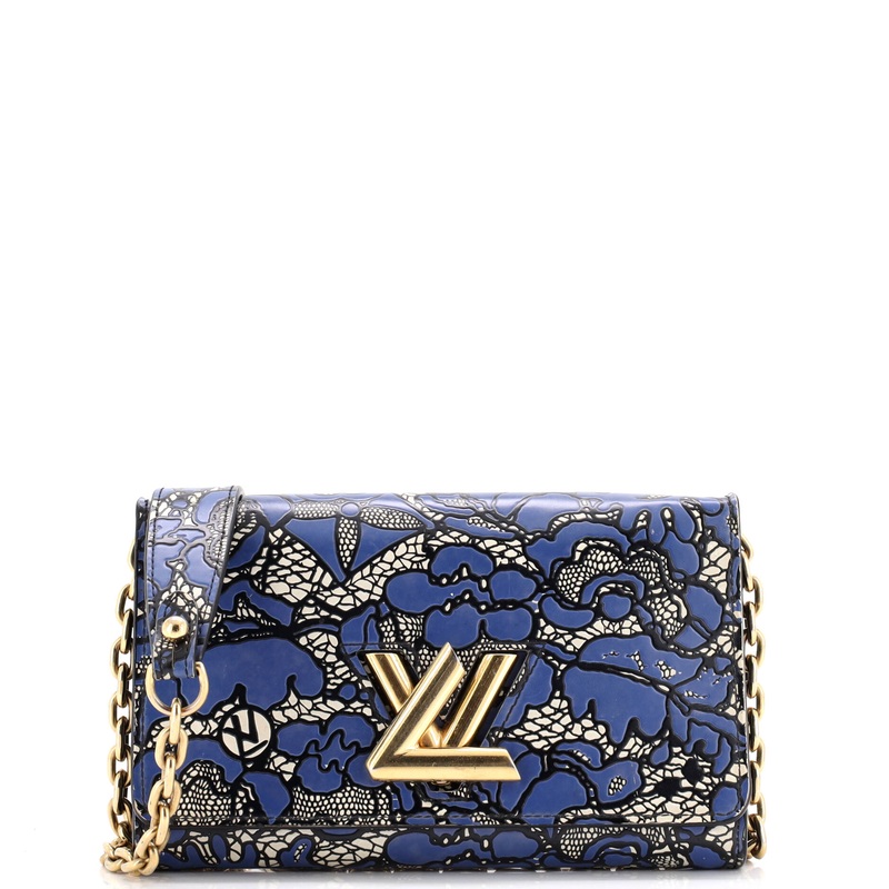 Twist Chain Wallet Lace Embossed Leather