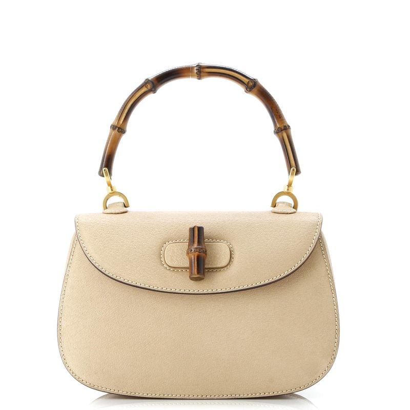 Vintage Convertible Bamboo Top Handle Bag Leather Small