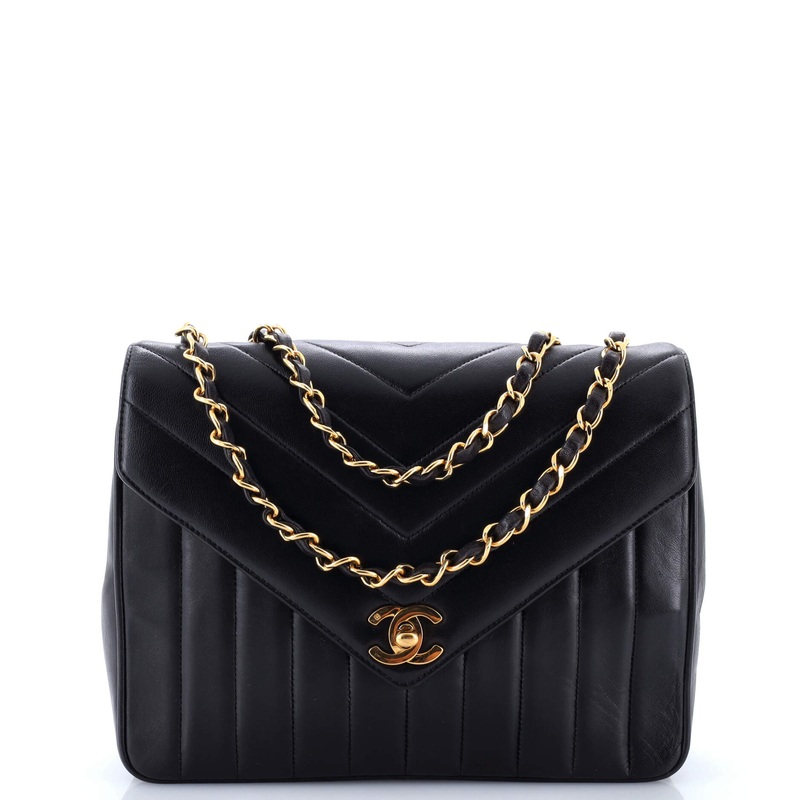 Vintage Envelope Flap Bag Chevron Lambskin Small