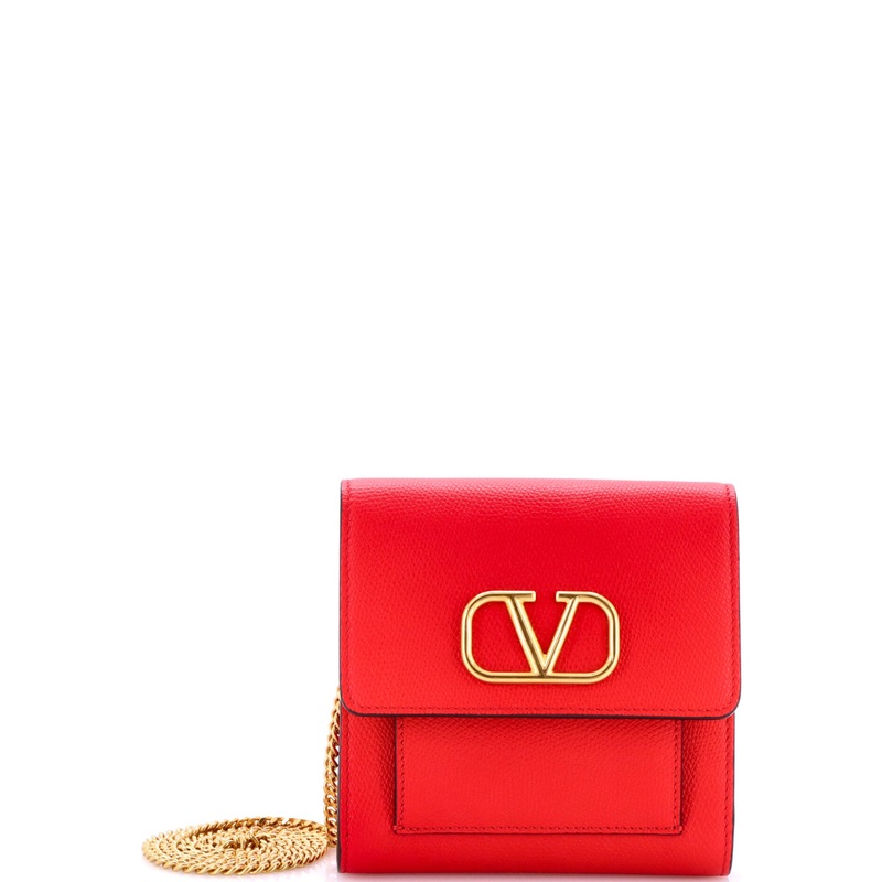 VLogo Front Pocket Chain Crossbody Bag Leather Mini