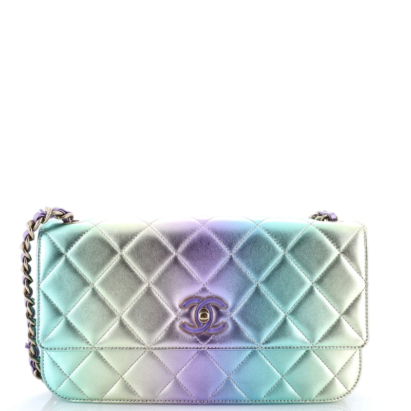 Walking Mood Flap Bag Quilted Gradient Metallic Lambskin Large