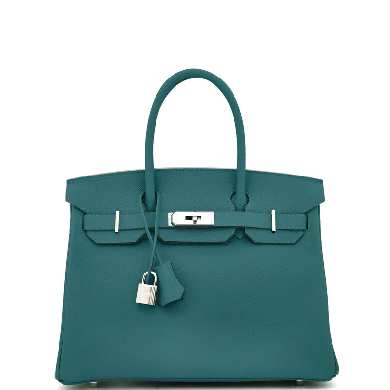 Birkin Handbag Vert Bosphore Epsom with Palladium Hardware 30