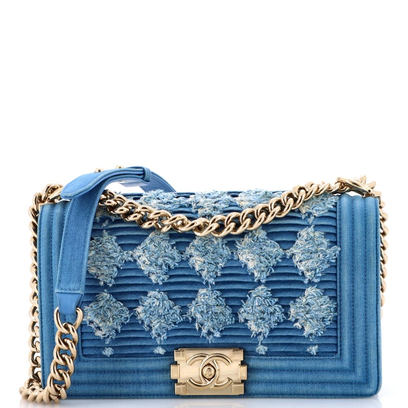 Boy Flap Bag Pleated Fringe Denim Old Medium