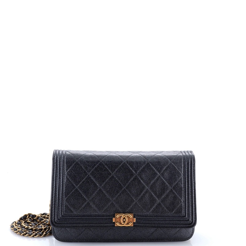 Boy Wallet on Chain Quilted Goatskin
