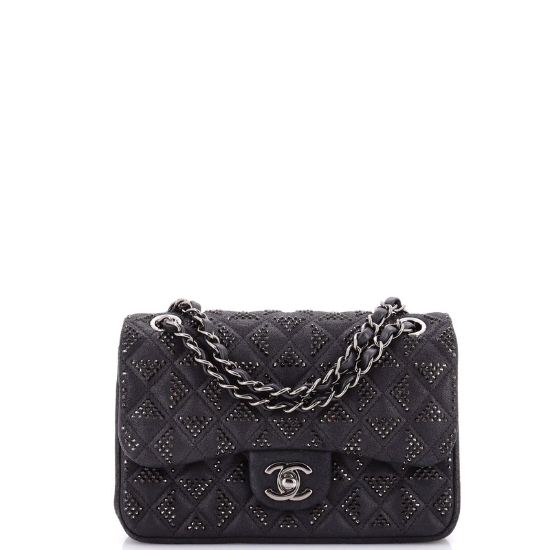CC Flap Bag Crystal Embellished Quilted Goatskin Mini