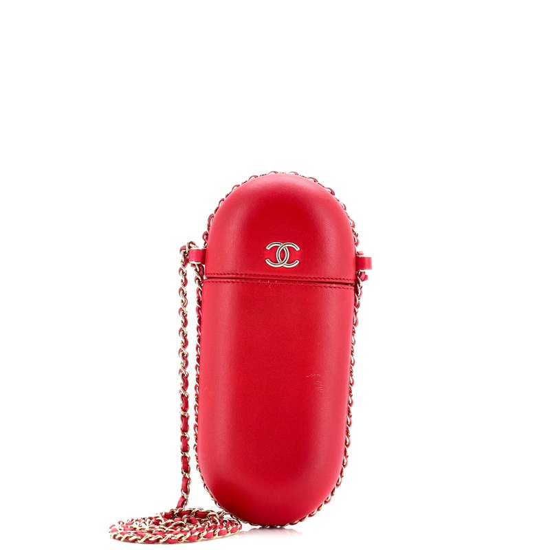 Chain Around Phone Holder Box Crossbody Lambskin