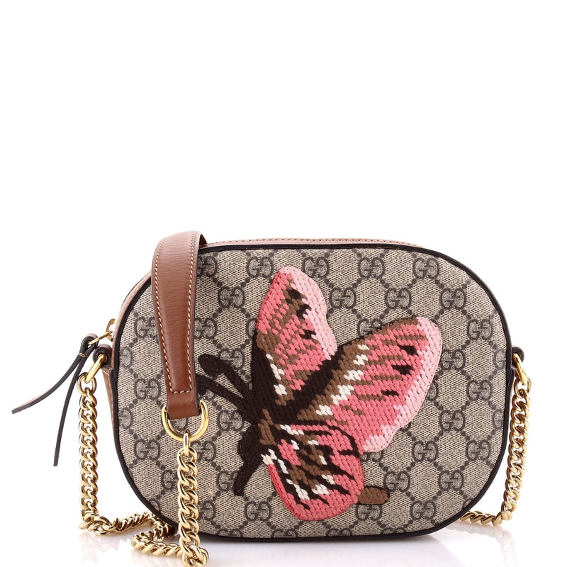 Chain Crossbody Bag Embroidered GG Coated Canvas Mini