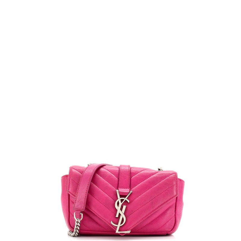 Classic Monogram College Chain Wallet Matelasse Chevron Leather