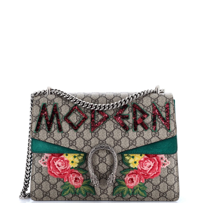 Dionysus Bag Embroidered GG Coated Canvas Medium