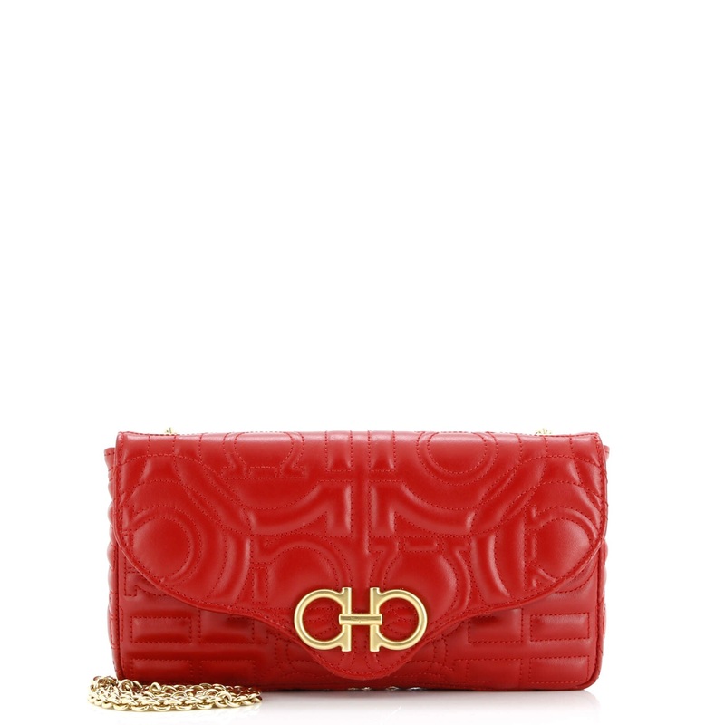 Gancini Chain Wallet Gancini Quilted Leather Mini