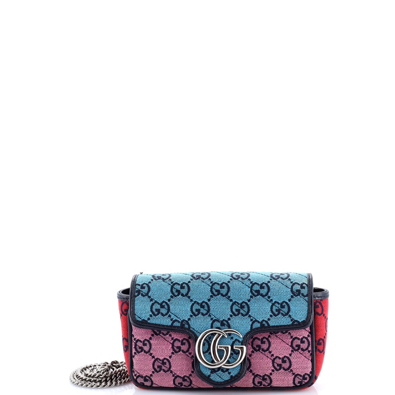 GG Marmont Flap Bag Diagonal Quilted GG Canvas Super Mini
