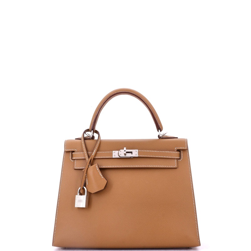 Kelly Handbag Gold Epsom with Palladium Hardware 25
