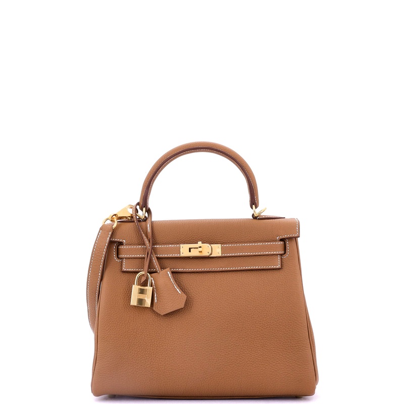 Kelly Handbag Gold Togo with Gold Hardware 25