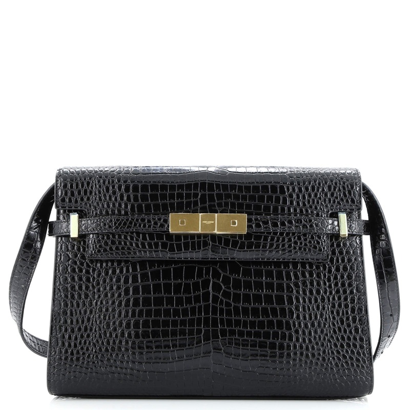 Manhattan Shoulder Bag Crocodile Embossed Leather Medium