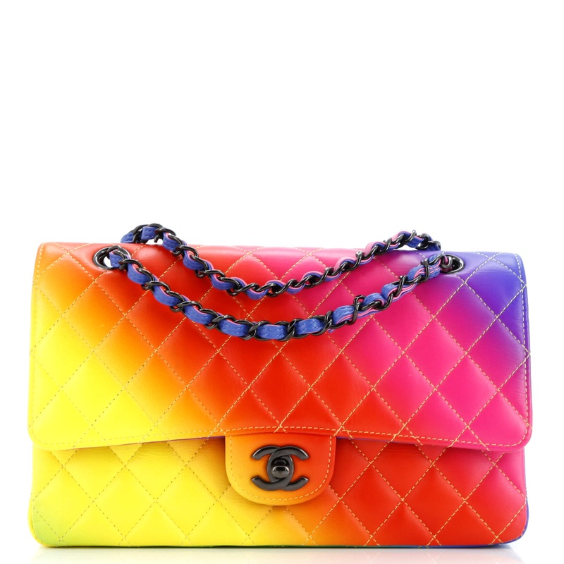 Rainbow Classic Double Flap Quilted Lambskin Medium