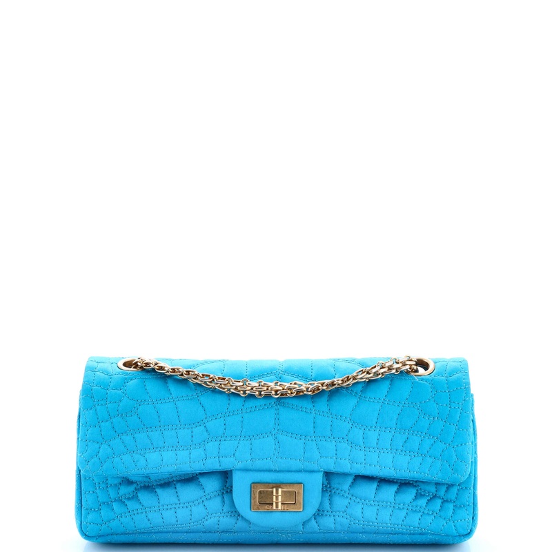 Reissue 2.55 Flap Bag Crocodile Quilted Satin East West