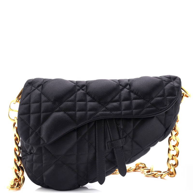 x ERL Venice Saddle Chain Bag Cannage Quilt Satin