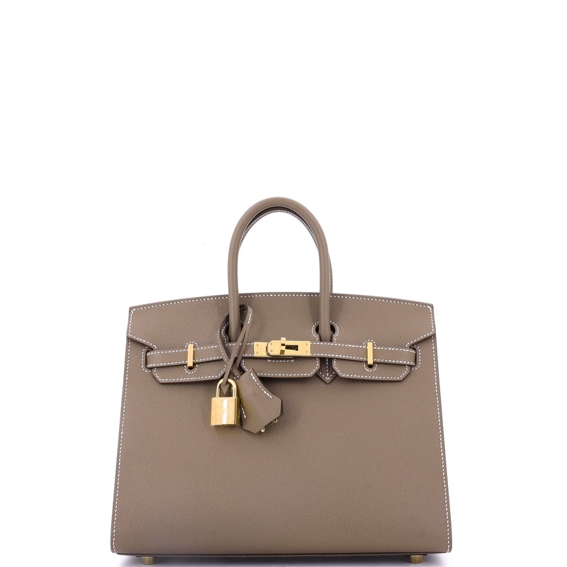 Birkin Sellier Bag Grey Epsom with Gold Hardware 25