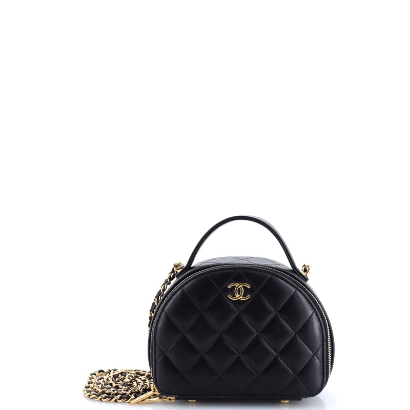 Chic Riviera Vanity Case with Chain Quilted Lambskin