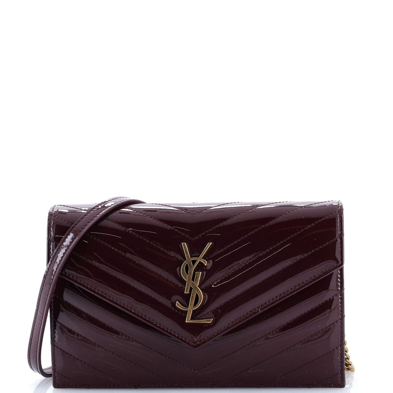 Classic Monogram Wallet on Chain Matelasse Chevron Patent Small