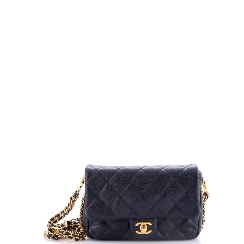 Coco You Chain Flap Bag Quilted Caviar Mini