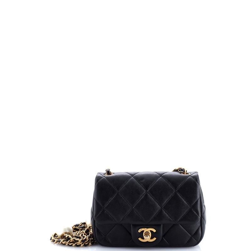 Double CC Pearl Flap Bag Quilted Lambskin Mini