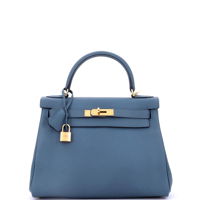 Kelly Handbag Bleu Agate Togo with Gold Hardware 28