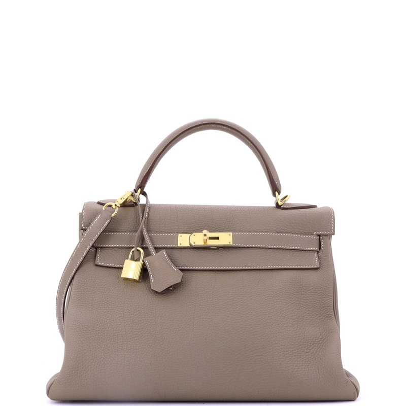 Kelly Handbag Grey Togo with Gold Hardware 32