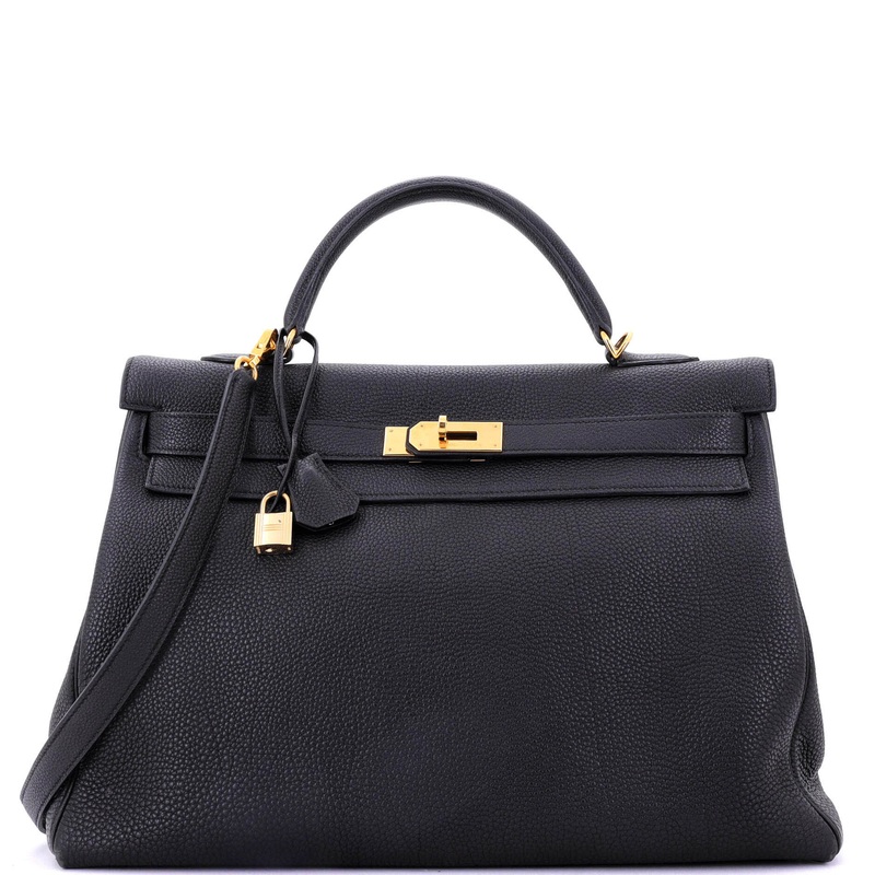 Kelly Handbag Noir Togo with Gold Hardware 40