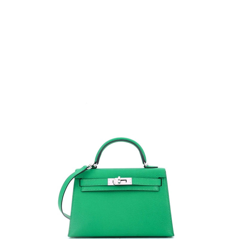 Kelly Mini II Bag Menthe Chevre Mysore with Palladium Hardware 20