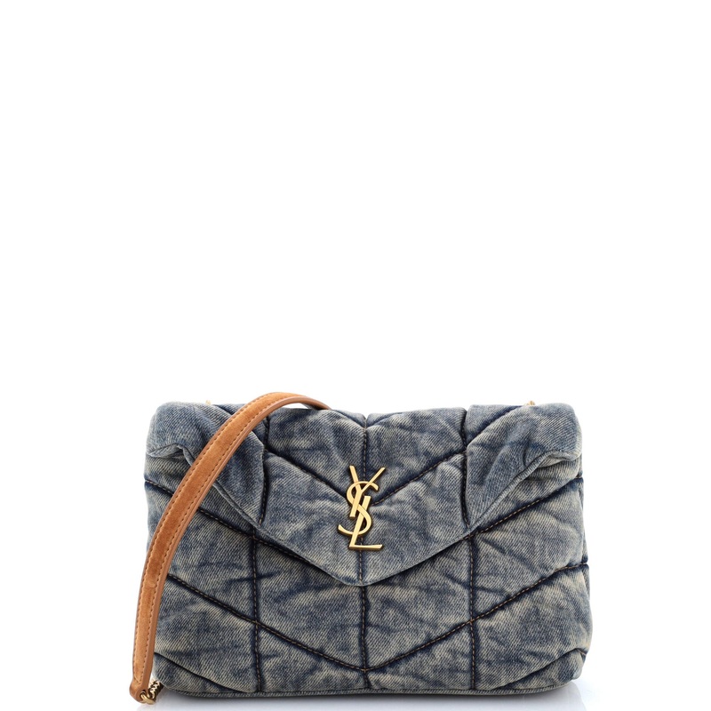 Loulou Puffer Shoulder Bag Quilted Vintage Denim Mini
